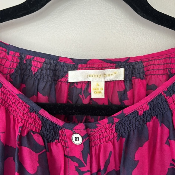 Jenny Han 100% Silk Floral Blouse, Size S - Picture 3 of 7